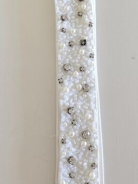 Beaded Pearl & Crystal White Bridal Sash